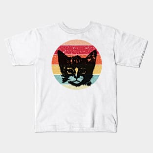 Black Cat Girl Vintage Retro Kids T-Shirt